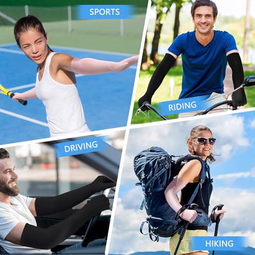 Image of Jecery 2 Pairs UV Long Sun Gloves Women's Sunblock Driving Gloves Non Slip Full Finger Arm Sun Protective for Outdoor Sports