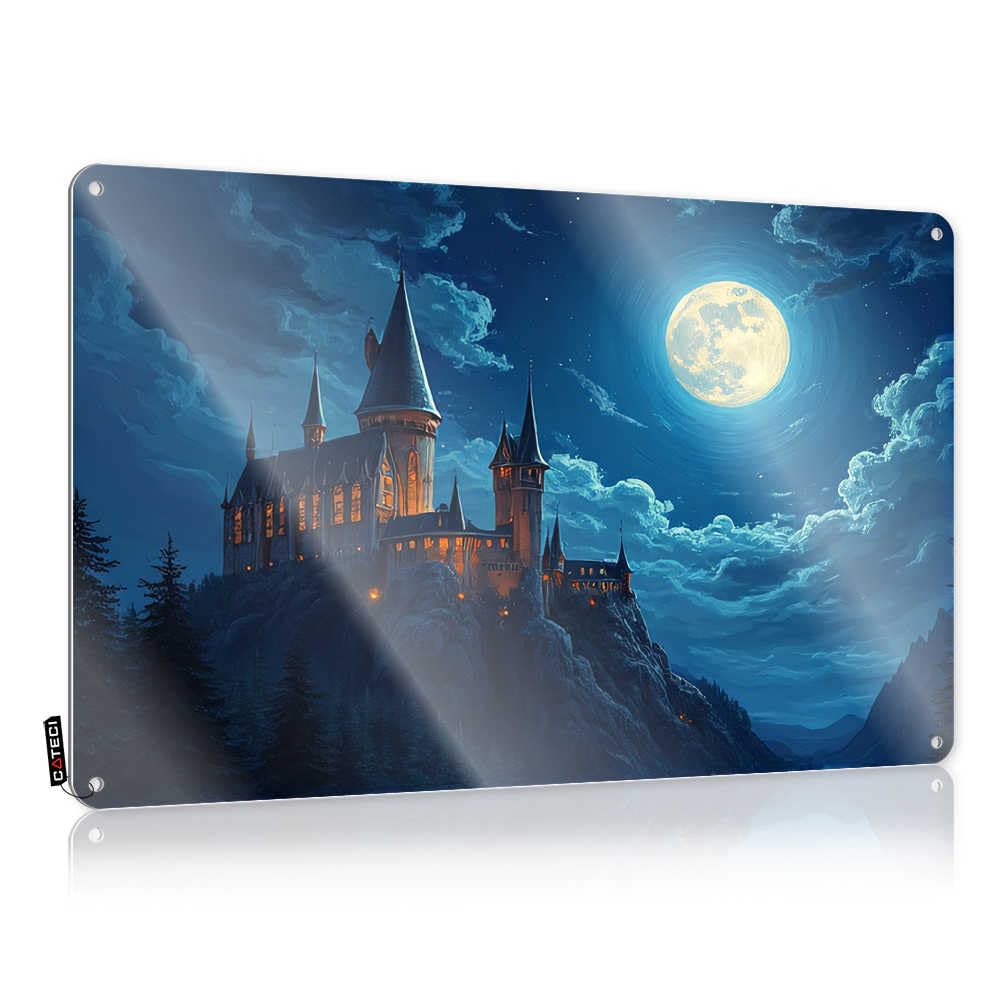 Fzfn Colour Funky Room Decor Collection Decoration - Mystic Castle Under The Full Moon Funny Metal Wall Art Ready To Hang For Bars(30X40cm)