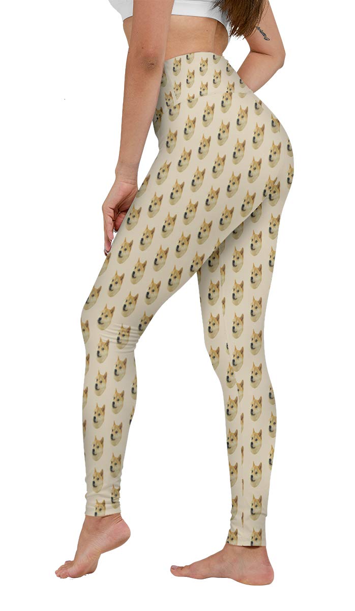 Women's Performance Active wear - Lightweight Printed Yoga Leggings,Cartoon Fun Doge Such Leggings