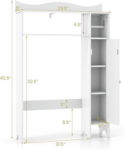 Miniatura 3 de Tangkula Armario de almacenamiento sobre el inodoro, organizador de baño con soporte para papel higiénico, estantes ajustables, soporte