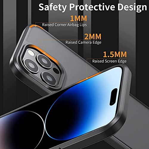 Image of KAPAVER for iPhone 14 Pro Max Matte Clear Case[Anti-Fingerprints ][Anti-Scratch] Frosted Translucent Shockproof Slim Cover 6.7 inches (Matte Black + Glass)