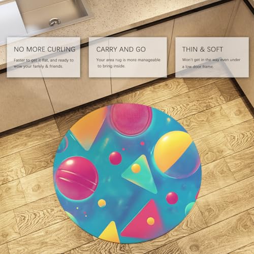 Tapis rond vintage géométrique haut de gamme d'intérieur 60cm
