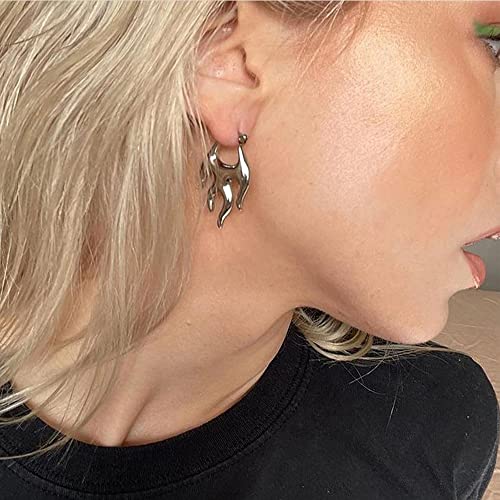 Punk Flame Hoop Earrings for Women Minimalist Dangle Drop Huggie Hoops Statement Earrings Small Hoop Christmas Ear Jewelry Gifts Hypoallergenic2