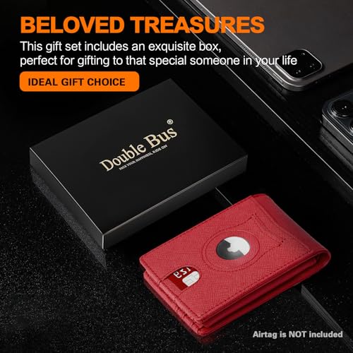 Image of Wallet for Men Slim RFID Blocking Bifold Carbon Fiber,Minimalist Small Compact Front Pocket Credit Card Holder,Thin Mens Leather Wallets Smart Security With 2 ID windows 1 Cash (Cross Red)