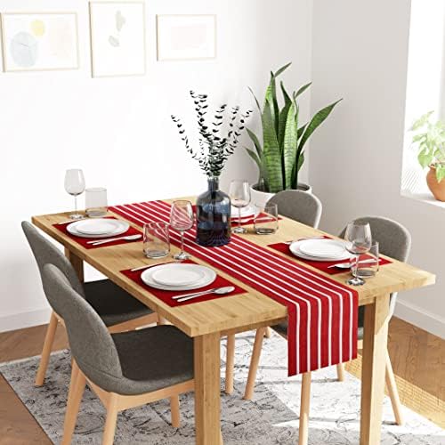 Encasa Fine Ribbed Cotton Placemats Set of 6 With Ladder Black Color & Rectangular Size 46x32 cm For Dinning Table Fall Decoration, Halloween & Christmas Festivals - Machine Washable