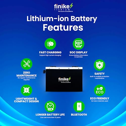 Image of Finike 12.8V 210Ah LiFePO4 Lithium Battery for Inverter with Smart Display & Inbuilt BMS | 2688Wh | Fast Charging | Long Backup | Works with All 12V Inverters | 5 Year Warranty