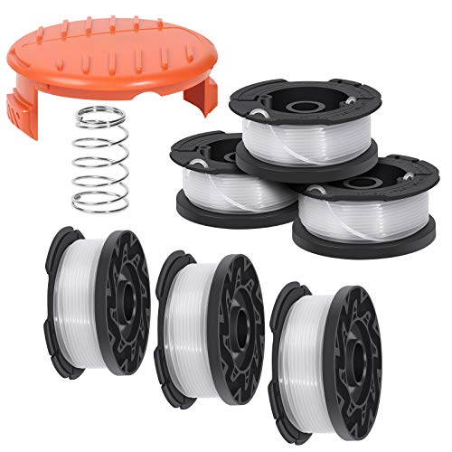 Mosloly AF-100 Trimmer Spool for Black + Decker Autofeed System Replacement Durable String Trimmer Edger, 30ft 0.065\" Line String Trimmer (6 Replacement Spool, 1 Spool Cap, 1 Spring)