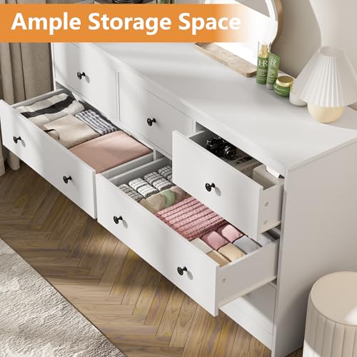 55-White-Dresser-for-Bedroom-7-Deep-Drawer-Large-Wood-Dresser-with-Black-Handles-Modern-Wide-Storage-Dressers-Chests-of-Drawers-for-Entryway-Hallway 55 White Dresser for Bedroom 7 Deep Drawer Large Wood Dresser with Black Handles Modern Wide Storage Dressers Chests of Drawers for Entryway Hallway