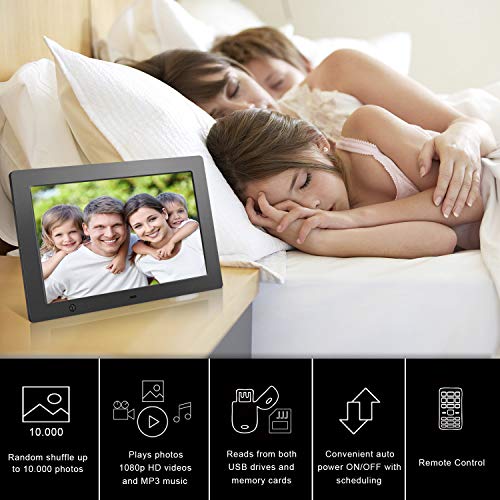 Digital Picture Frame 10.1 inch - Slideshow Electronic Photo Display with Motion Sensor and Auto-Rotation/180°HD IPS/Background Music/Calendar/Remote Control by FLYAMAPIRIT - Thumbnail 4