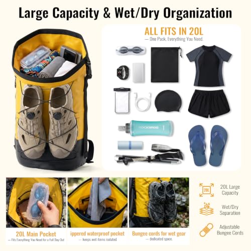Mochila Bolsa Seca Impermeable 20L para Hombre y Mujer, Mochila con Cierre Roll Top miniatura 3