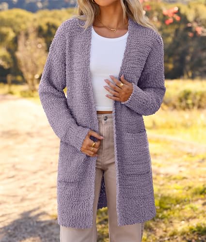 Image of MEROKEETY Women's Long Sleeve Soft Chunky Knit Sweater Open Front Cardigans Outwear Coat