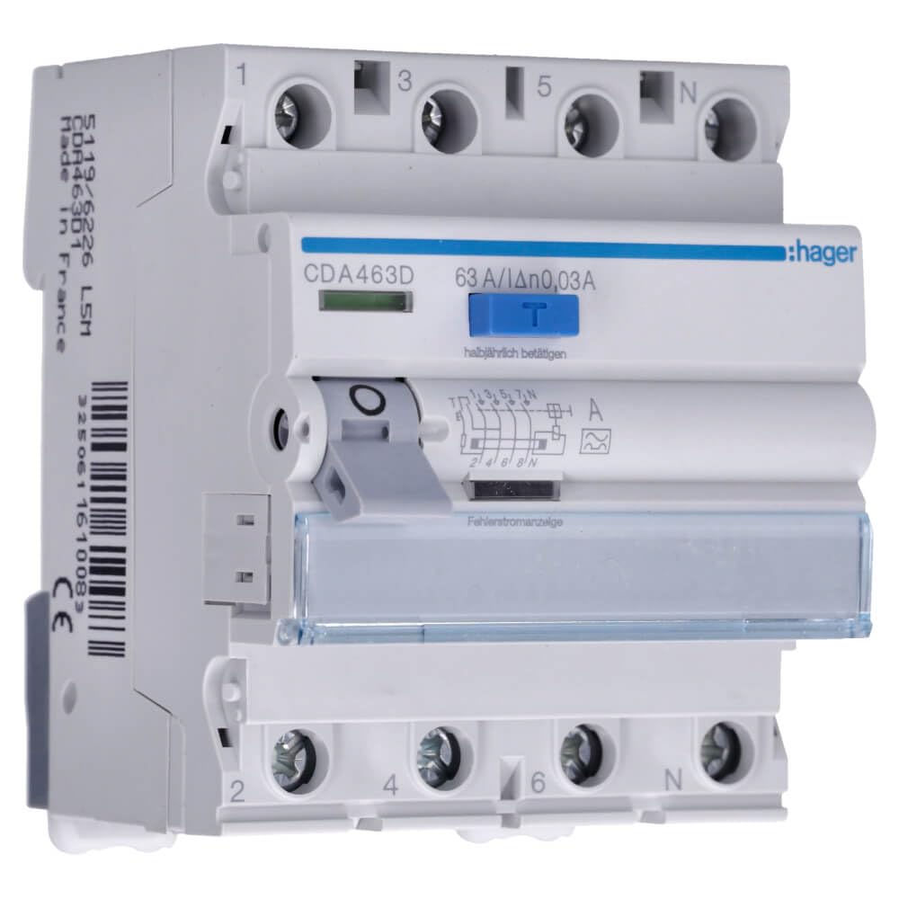 Hager CDA463D Disjoncteur différentiel FI 63 A