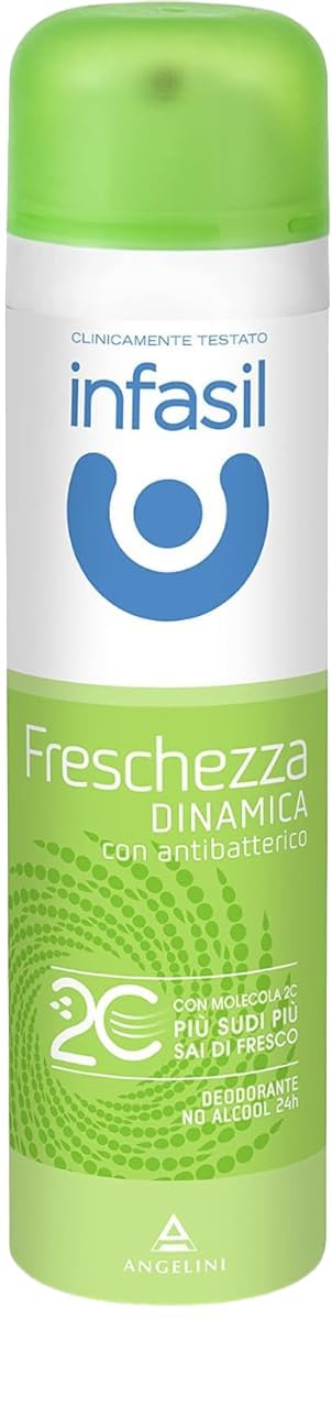 Infasil Deospray für dynamische Frische mit Molekül 2C, ohne Alkohol, wirksam bis zu 24 Stunden, 12x 150 ml + Italian Gourmet polpa 400g