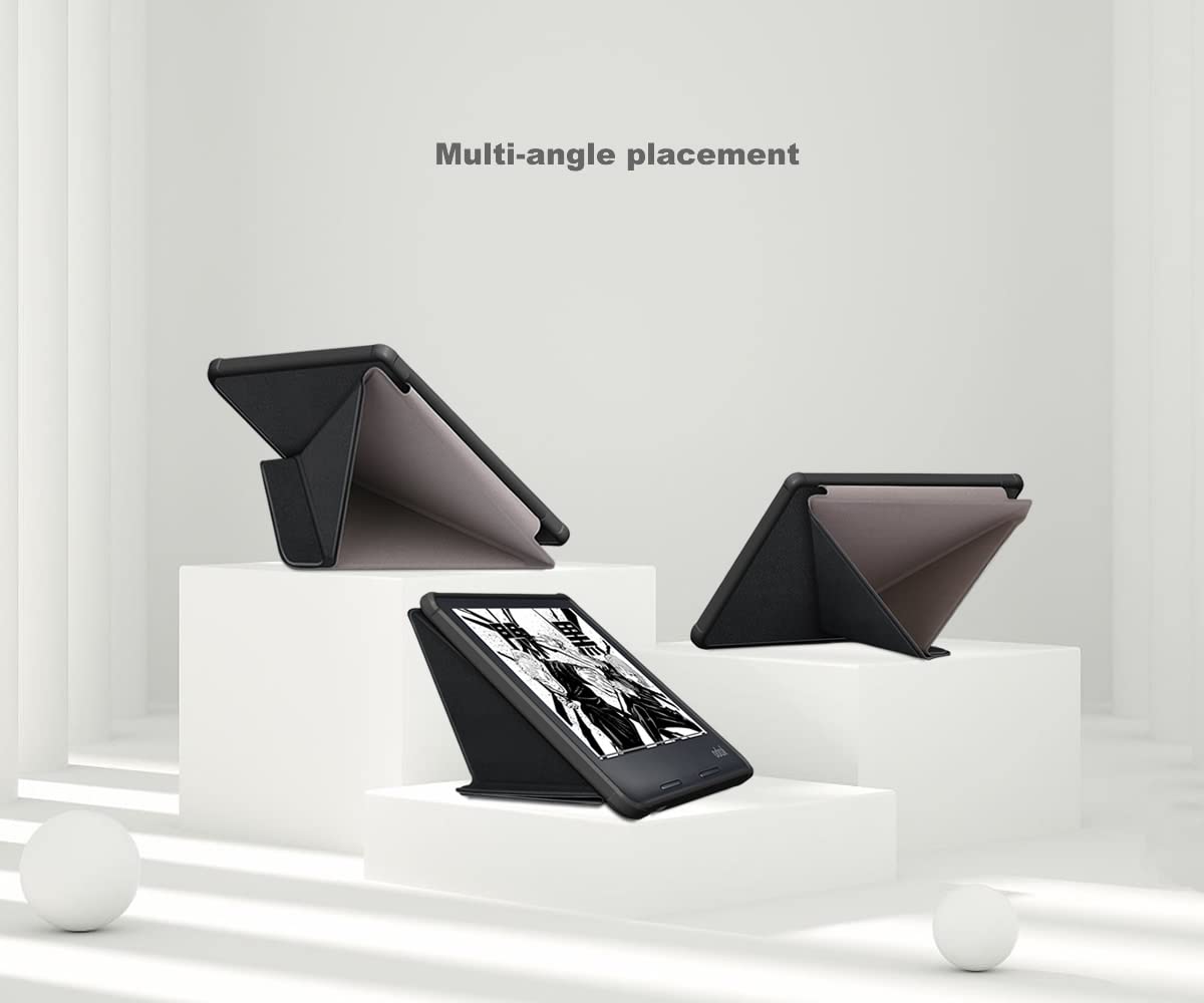 HGWALP Standhoes voor 7 inch Kobo Libra Colour (2024) / Kobo Libra 2 (2021) eReader - Premium PU-lederen standaardhoes voor automatisch slapen/waken met handriem