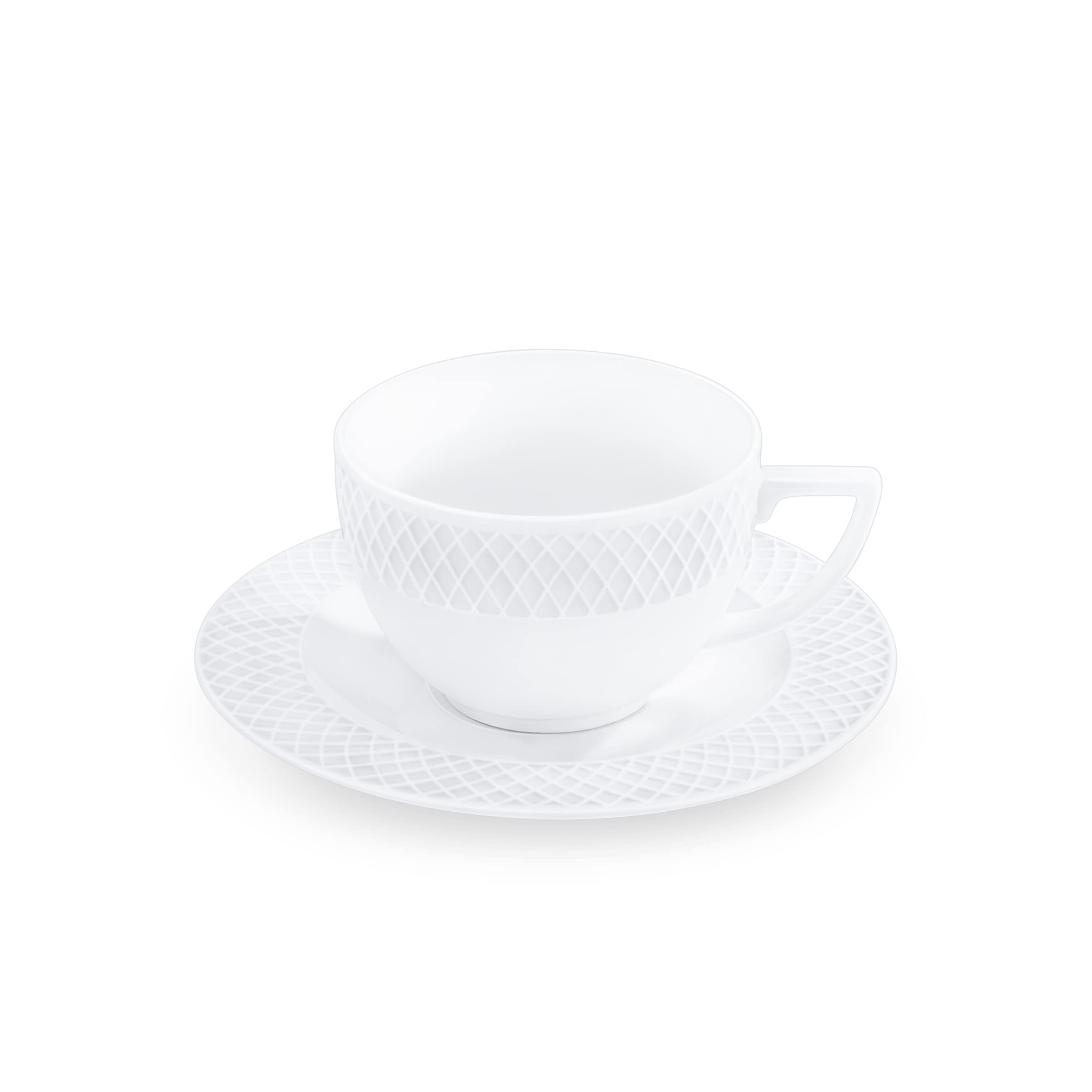 Wilmax | Tassen mit Untertassen | 6er-Set | 240 ml | Kaffeetassen aus Porzellan | Weiß | Geschirrset für 6 Personen | Tassenset für Kaffee, Tee, Desserts | Kaffeeservice & Teeservice