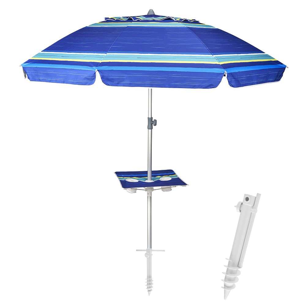 eacommerce Ombrellone da Spiaggia Mare 220 cm in Alluminio Inclinabile con Picchetto e Tavolino incluso