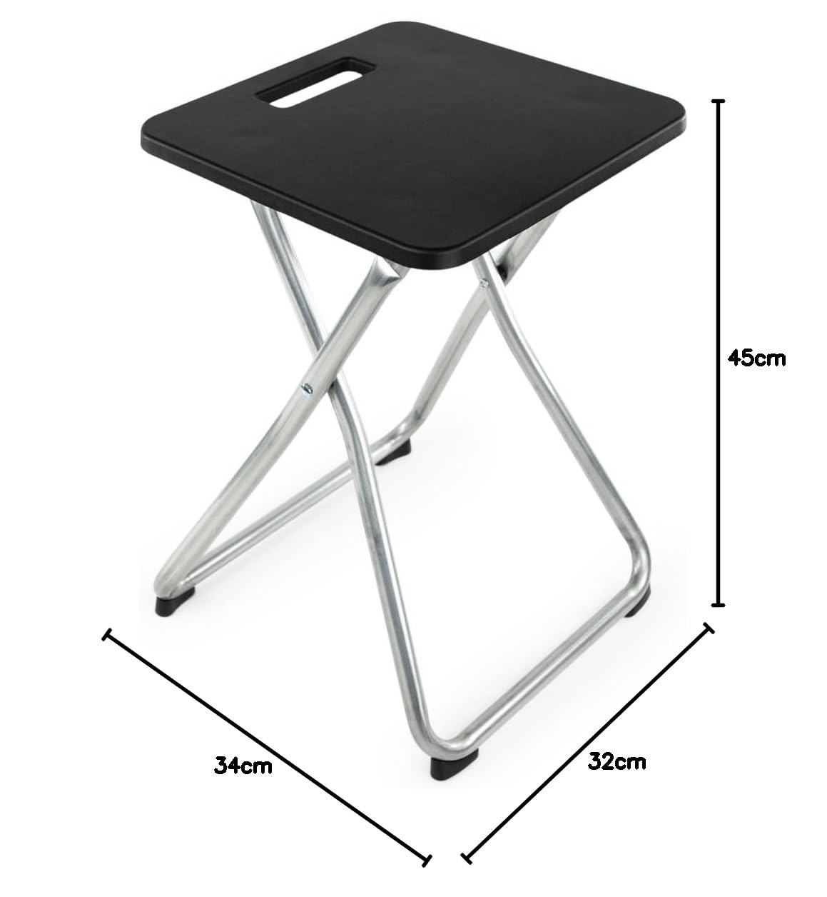 GUNDE - Sgabello pieghevole, portata fino a 100 kg, leggero e stabile, colore: nero
