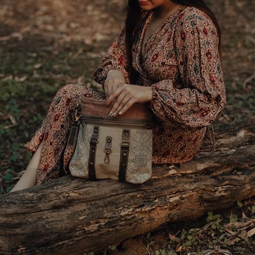 3B Upcycled canvas shoulder bag for women crossbody purses, Leather purse Travel bag, Side Handbag weekend Hobo bag- 2 Straps 6