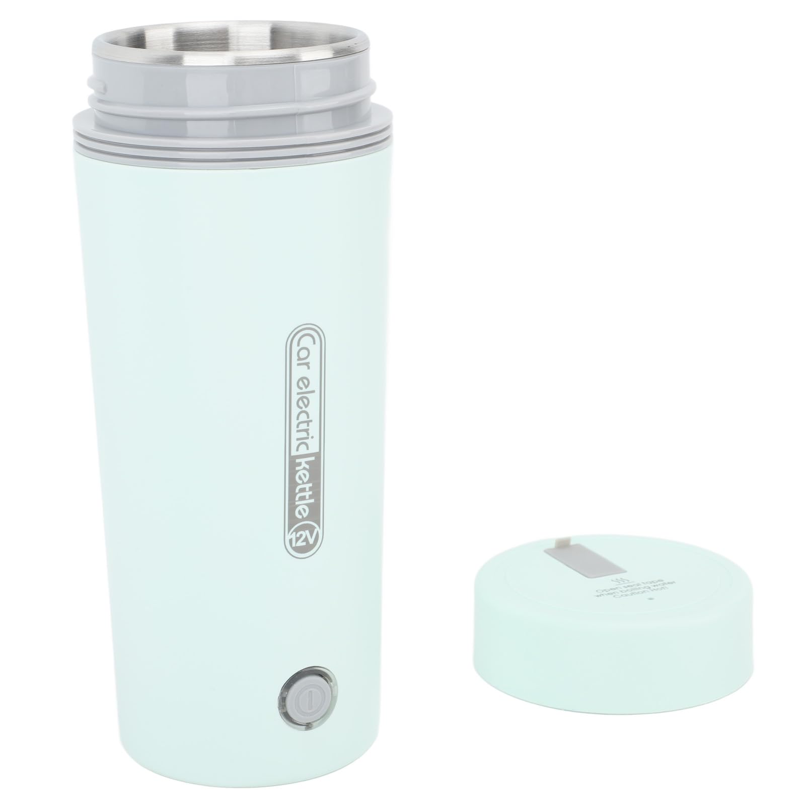 Hervidor Eléctrico para Automóvil, Taza de Viaje con Calentador de Agua Portátil de Acero Inoxidable de 350 ml, Taza Calentadora para Taza de Café, Té y Camión (Verde claro)
