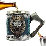 Muwugui Chope À Bière Gothique, Tasse À Bière En Forme De Crâne En Corne D'acier Inoxydable, Tasse À Bi-ère Vik-ing, Ta-sse À Boire De Grande Capacité, Tas-se À Thé Rune, Tas-se À Biè-re Médiévale