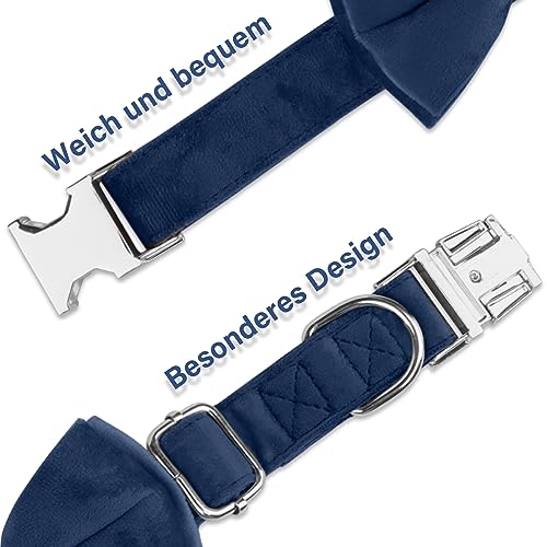 KTWSUEF Hundehalsband Samtiges, mit Abnehmbarer Hunde Fliege, Komfortable Verstellbares Samtige Halsband Hund, Geeignet für Hunde Kleine Mittel große Hunde, Für Hochzeiten, Geburtstage, Partys usw
