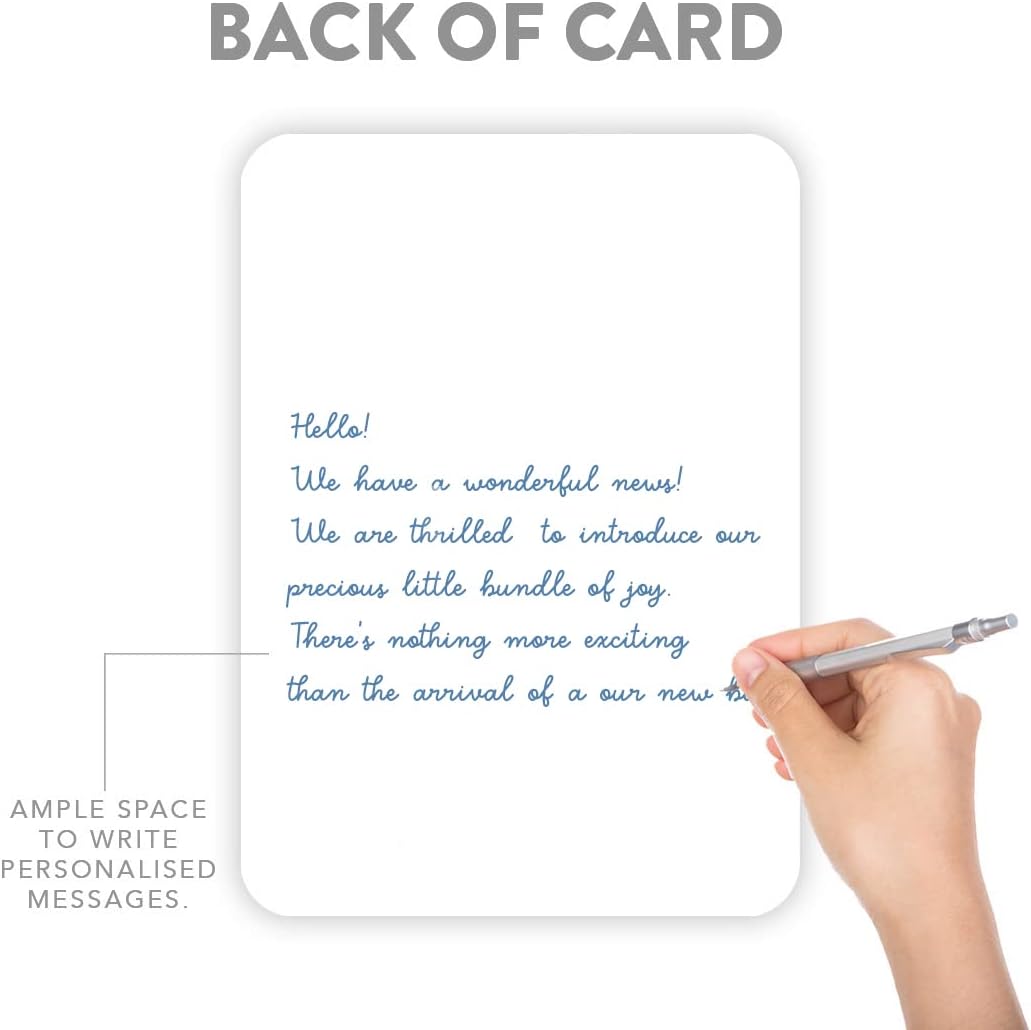 Andaz Press 24 Pack Personalized 5x7 Inch Baby Photo Announcement Cards with Envelopes, Minimal Thank You Custom Baby Birth Announcement Stat Cards Reveal Newborn Photo Birth Card