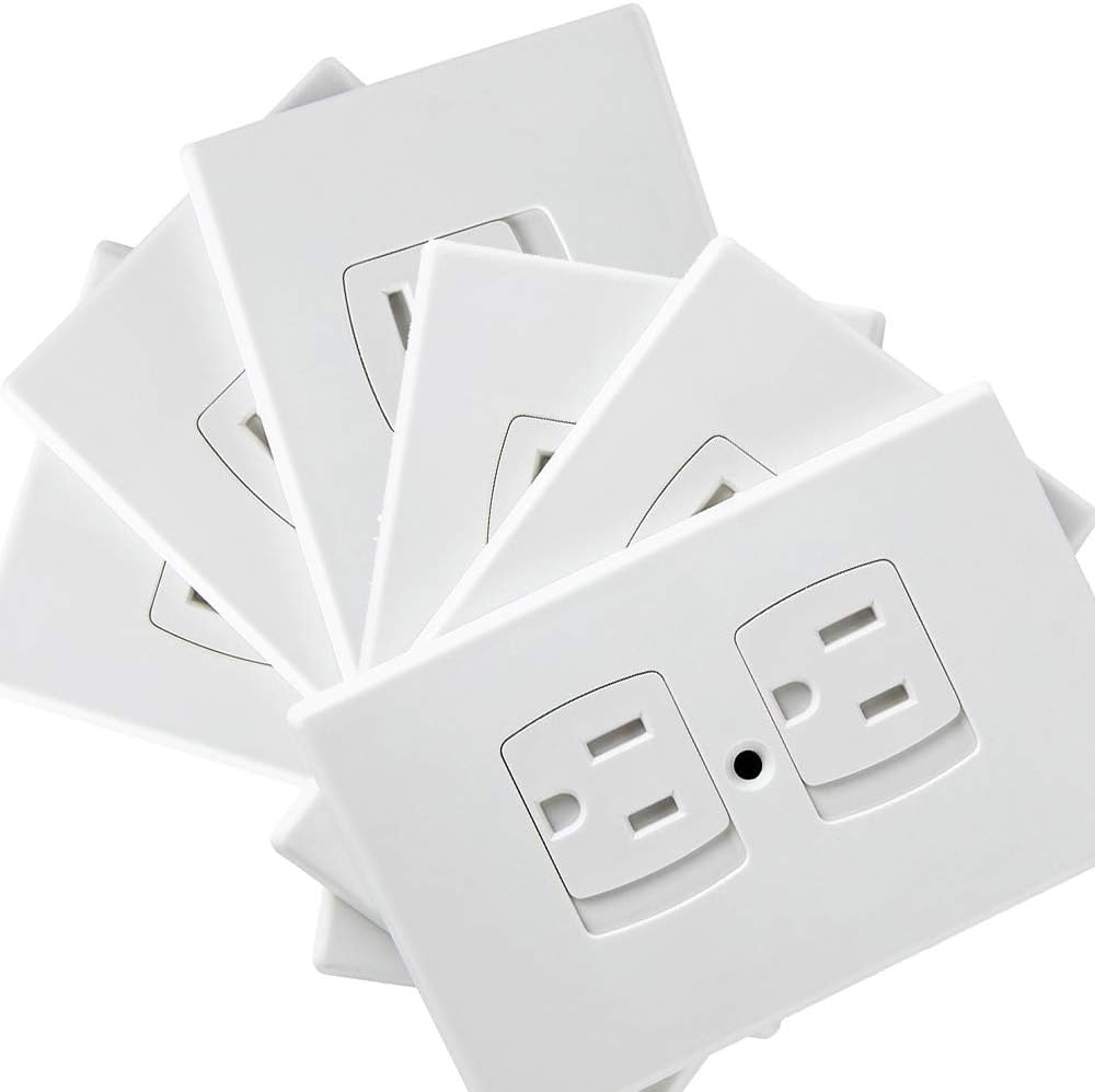 Baby Safety Self-Closing Electrical Outlet Covers | Alternative To Wall Socket Plugs Plate for Child Proofing | Automatic Sliding Guards Kit | House & Kitchen Protection Kit | BPA Free - 6 Pack, White