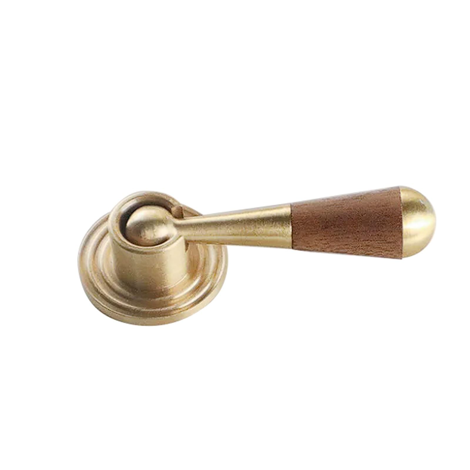 CHENHOJU Walnut Wood Teardrop Cabinet Pull, Vintage Solid Brass Antique Bronze Small Drawer Handle Single Hole Hanging Knob Cabinet Pulls(Brass)