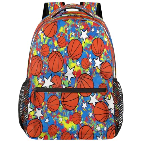 Mochila para laptop ligera con diseño de estrellas de baloncesto urbano