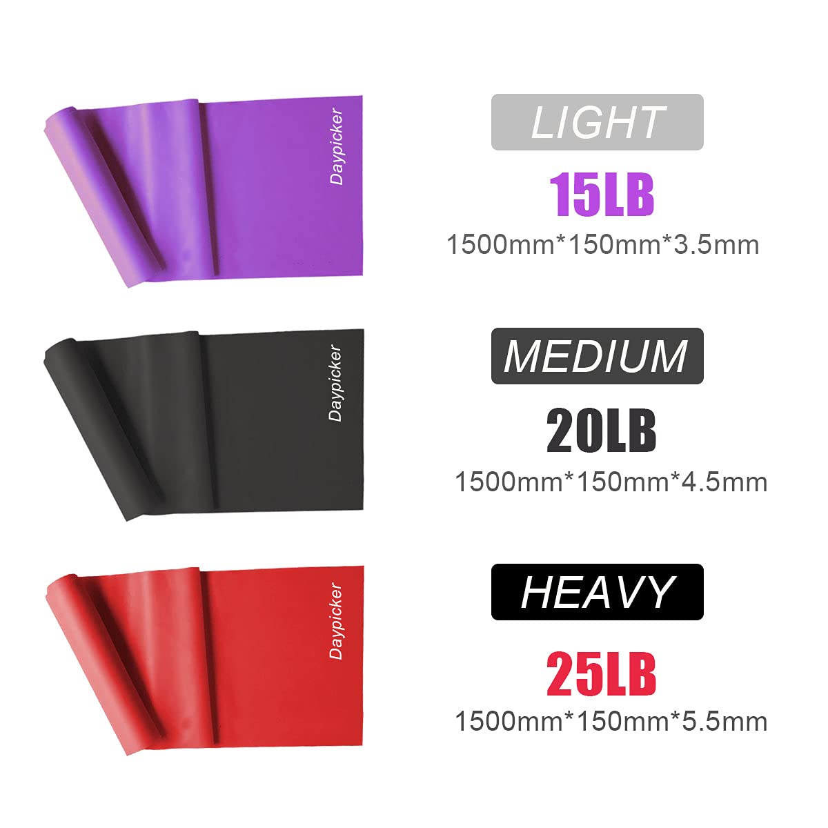 Bandes De Résistance Latex 3 Trous – 3 Niveaux De Force (75-135 Lbs), Poignées Confort – Pour Fitness, Yoga, Renforcement