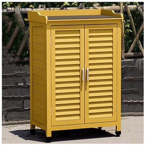 Wooden Potting Bench Tables, Outdoor Potting Table Garden WorkStation Table, Waterproof Tool Shed with Shelves, Patio Storage Cabinet Furniture