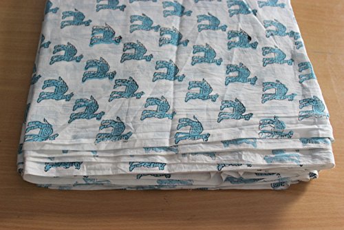 Tkanina bawełniana z nadrukiem blokowym Indyjska tkanina ręcznie drukowana, miękka tkanina bawełniana od The Yard Fabric, Jaipuri Kurti drukowana tkanina na letnią sukienkę (20 jardów)