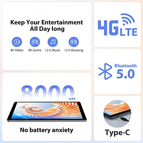 Toscido Tablet 10.1 Inch 2 In 1 Android Tablets 1080P Fhd In-Cell Lcd Screen, 4Gb+64Gb Expand To 1Tb, Octa-Core Cpu, 1920 * 1200 Resolution,8Mp&13Mp Camera|Wi-Fi| Gps| Keyboard| Mouse-Grey #TOP4