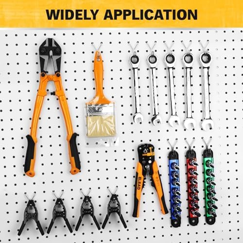 ELEAD 45-Piece Pegboard Hooks J-Hook, Silver J Hooks for Pegboard, Fits 1/8” & 3/16” Pegboards, Heavy Duty Peg Board Hooks for Hanging Keys, Retail Items & Small Tools — view 6