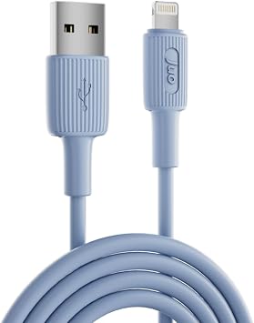 Juo 12W 2.4A USB-A to Lightning iPhone iPad İle Uyumlu Silikon Hızlı Şarj ve Data Kablosu Mavi 1 Metre