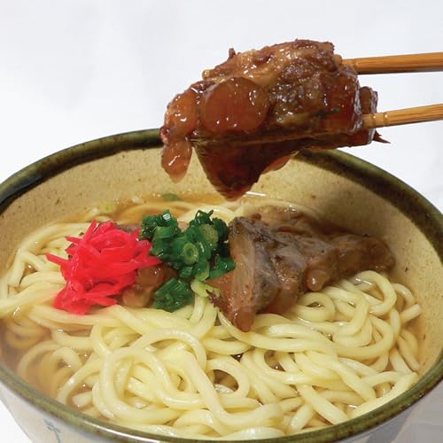炙り軟骨ソーキそば 沖縄そば 麺大盛 4人前セット【乾麺】 かつお豚骨のそばダシと炙り具材 紅しょうが こーれーぐーす付き 沖縄のソウルフードがお家で簡単に食べられる ※ねぎはお客様のお好みでご用意ください ギフト お中元夏の贈り物に