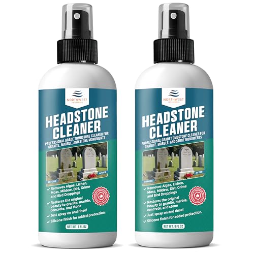 Cemetery Headstone Cleaner for Graves - Tombstone Cleaning Solution Removes Dirt, Moss, and Plant...