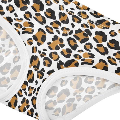 Classic Brown Leopard Print White Panties for Girl Toddler Underwear Floral Cotton Animal Briefs Kids Undies 2t4