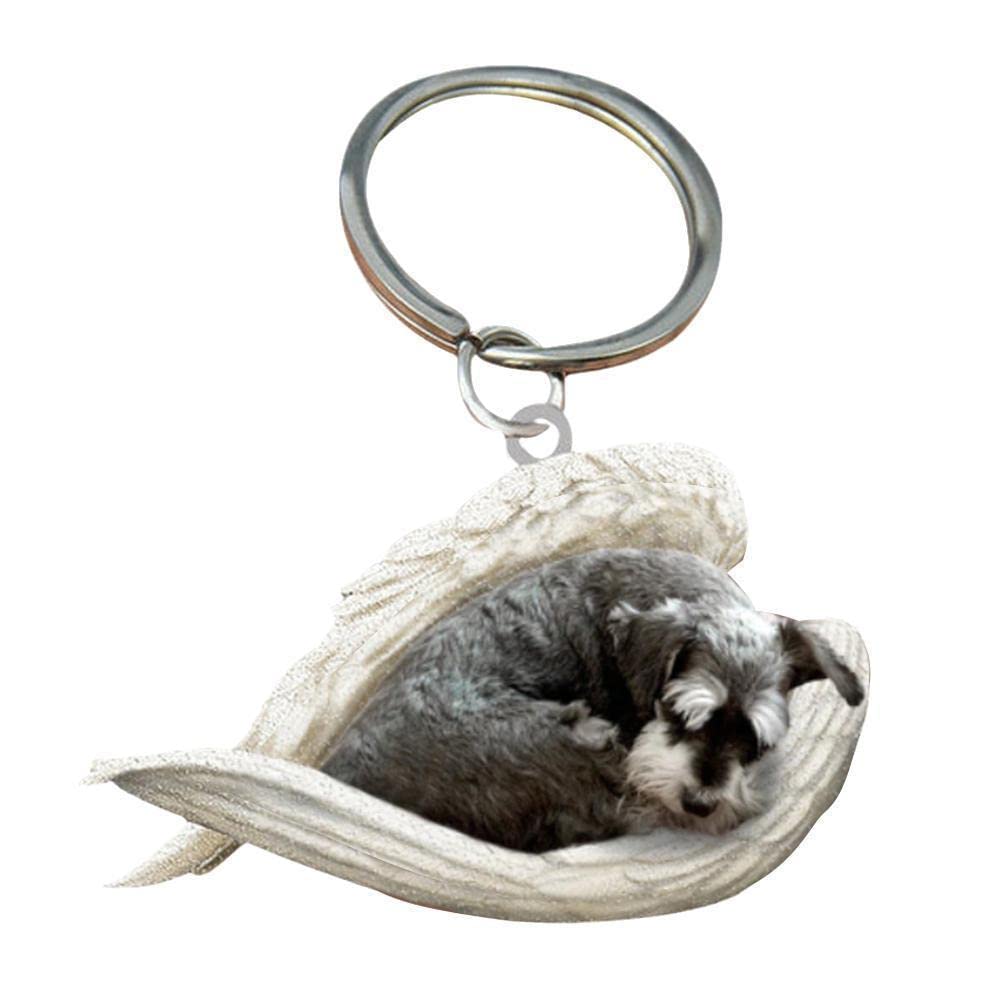 Cute Sleeping Angel Dog Pendant,Dog Sleeping Angel Acrylic Keychain 2D Hanging Keychain Pendant Suitable For Cars, Backpacks, Christmas Trees, Birthday Gifts, Stationery Decoration