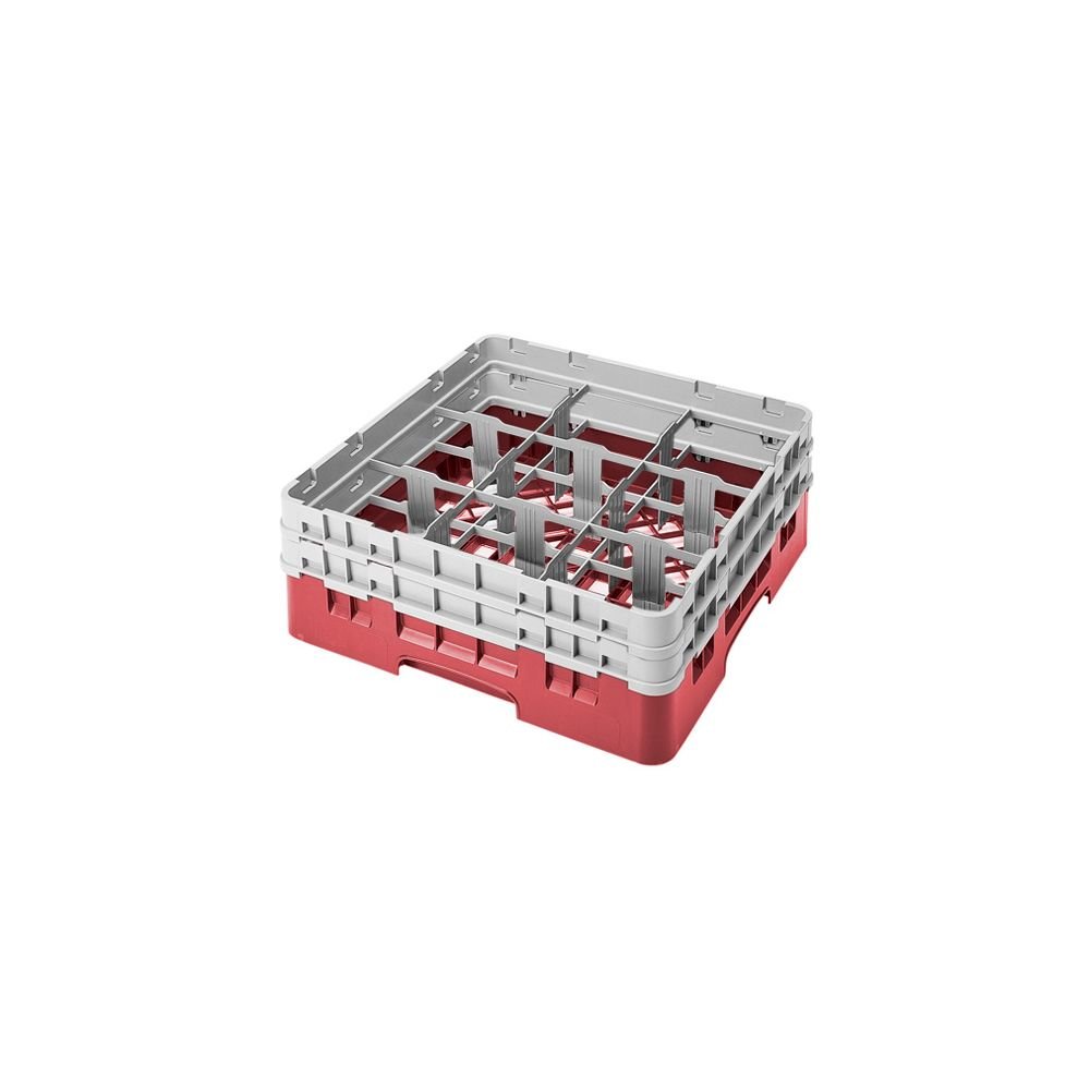 Cambro Camrack 9 Comp Full Size Glass Rack w/ 2 Extenders, Red - Case = 4