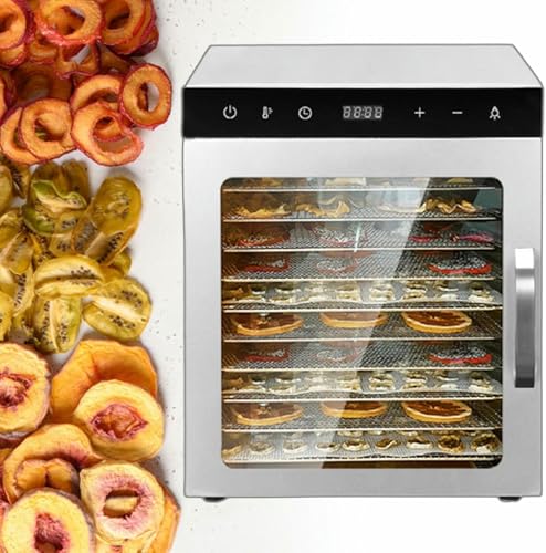 SRFTT Secador de Alimentos Comercial de 800 W, 8/10 bandejas de Acero Inoxidable, secador de Verduras con Temperatura Digital y Temporizador.