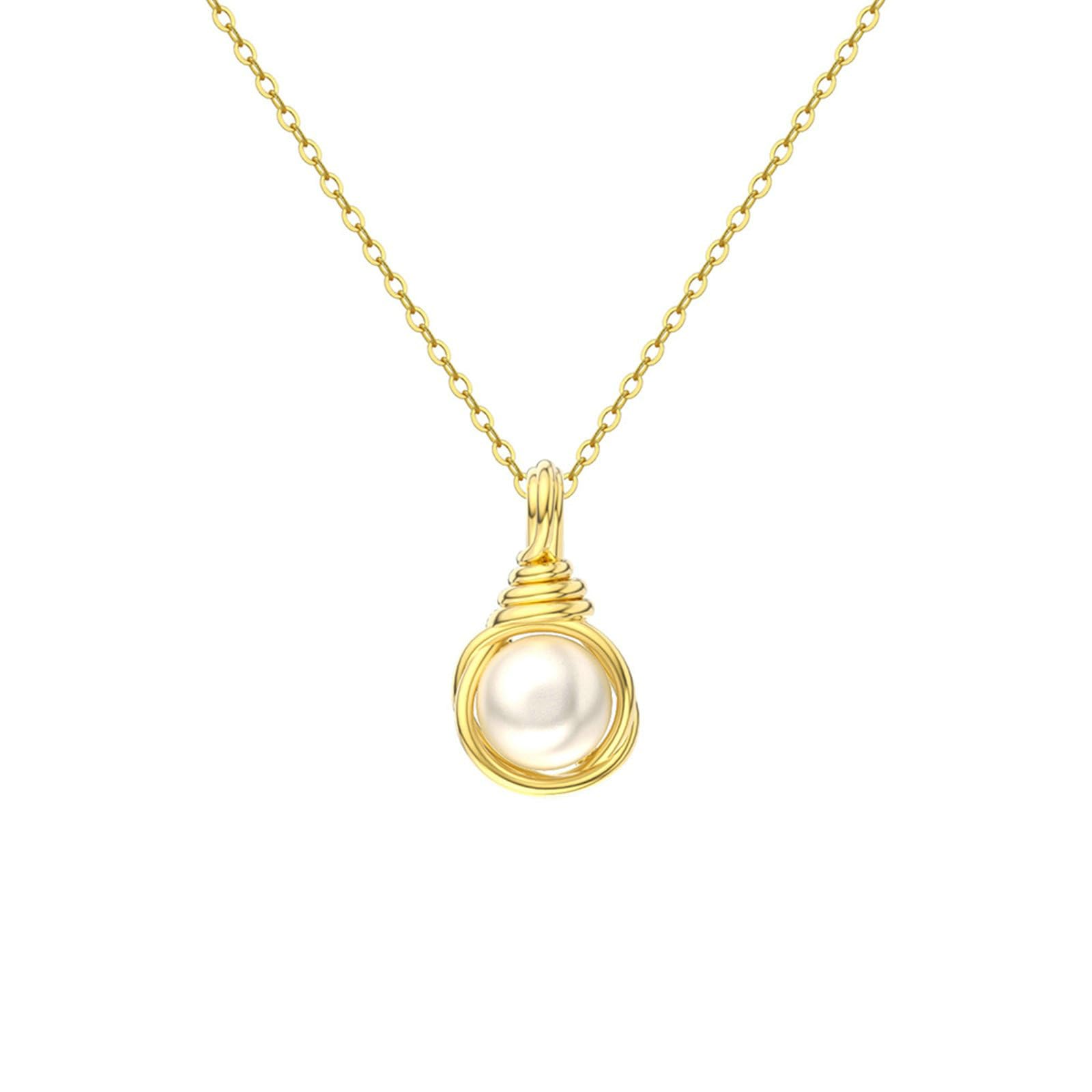Collana con Ciondolo Donna in Argento Sterling 925 Oro Collana Pendente Pendente Perla Perla