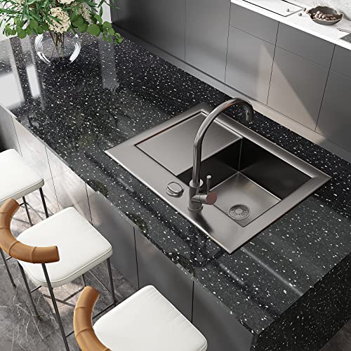 Papel de pared impermeable efecto piedra negra para proteger encimeras de cocina 4
