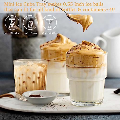 Dzhjkio Mini Ice Cube Trays For Freezer - 4 Pack Tiny Ice Cube Tray With Lid And Bin, 104X4 Pcs Crushed Ice Trays Easy Release, Bpa-Free For Chilling Drinks Coffee Cocktail( Ice Bin & Ice Scoop)(Blue) #TOP3