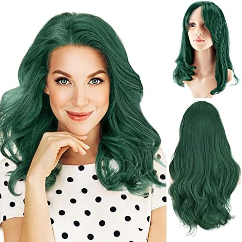 Candice Hair Synthetic Wig Long Loose Curly Green Wig For Women with Baby Hair Natural Hairline Heat Resistant Fiber Swiss Natural Wig Glueless For Black Women 24 inch