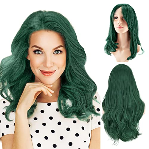 Candice Hair Synthetic Wig Long Loose Curly Green Wig For Women With Baby Hair Natural Hairline Heat Resistant Fiber Swiss Natural Wig Glueless For Black Women 24 Inch #TOP20