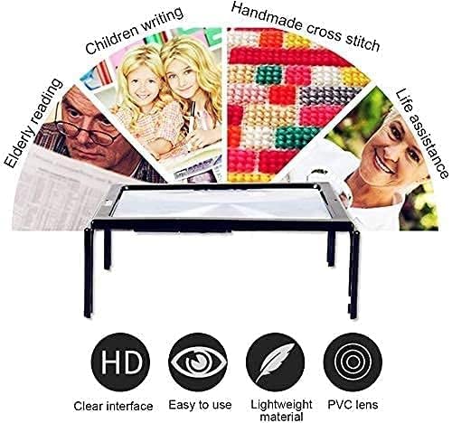 Loupe rectangulaire CRODY 3X grand format avec support pliable et LED