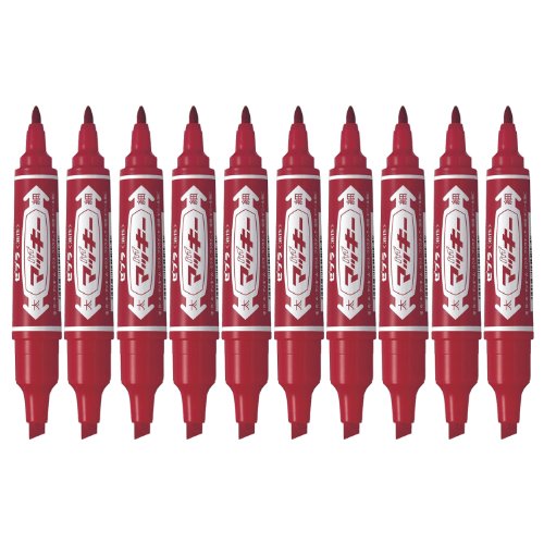 ゼブラ 油性ペン ハイマッキー 赤 10本 B-MO-150-MC-Rの商品画像（Amazon）