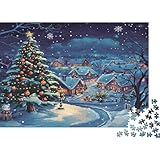Villaggio di Natale di Notte 1000 Pezzi Puzzle, Cartone Riciclato Eco-friendly, Albero di Natale, Adulti Antistress, Regalo Sostenibile