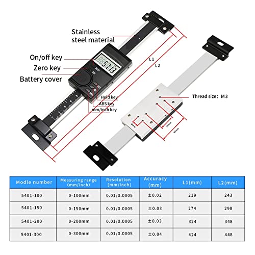 Escala lineal digital vertical tipo calibrador 0-300mm miniatura 2
